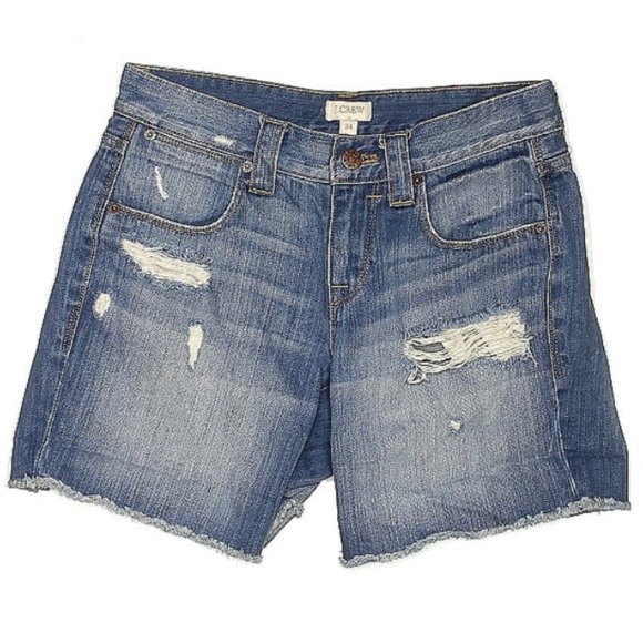 J. Crew Factory Pants - J Crew Factory distressed blue jean denim shorts size 24